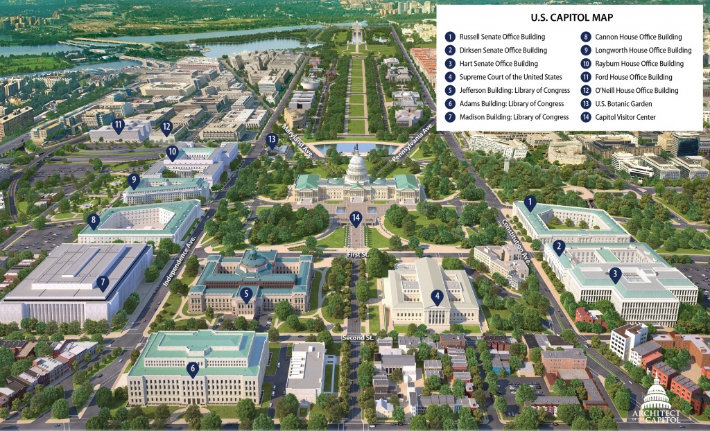 Print-Friendly Map Of Capitol Hill | Architect Of The Capitol - Printable Aerial Maps