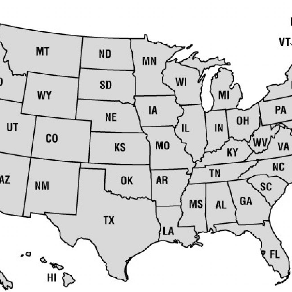 Printable 50 States Map United And A List Of Us - Printable 50 States Map