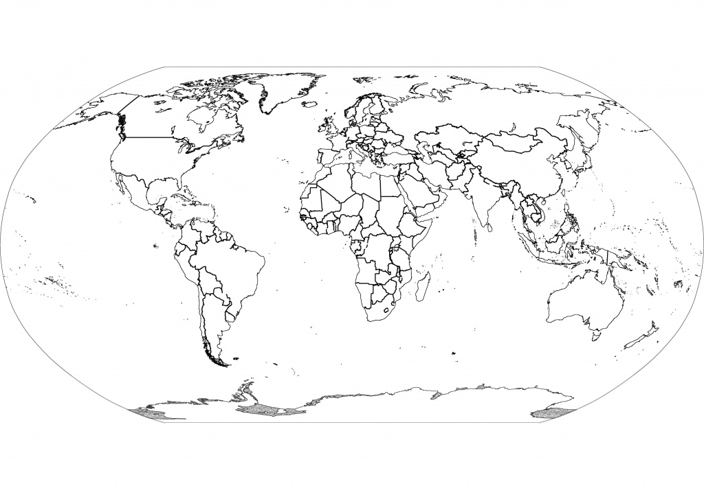 Printable Black And White World Map With Countries And Travel - Printable Word Map