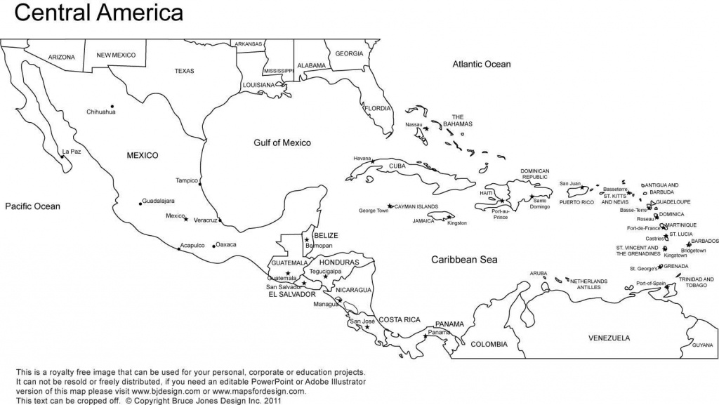 Printable Blank Map Of Central America And The Caribbean With - Printable Map Of Central America