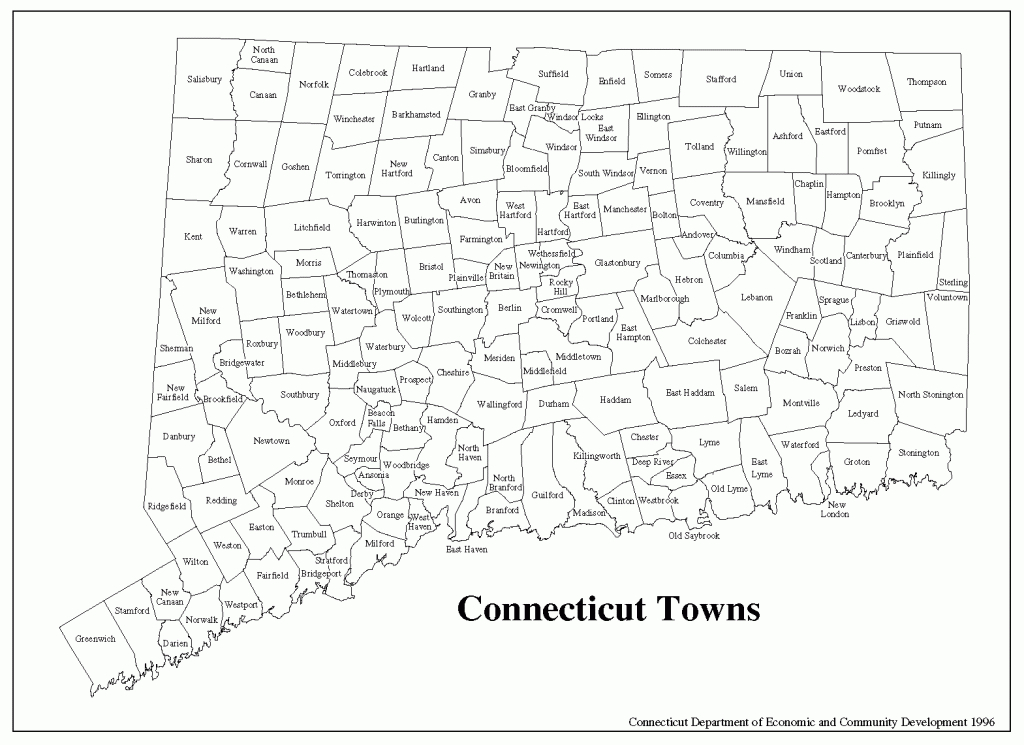 Printable Connecticut Town Map | Connecticut Town Map (Pdf, 44K - Printable Town Maps
