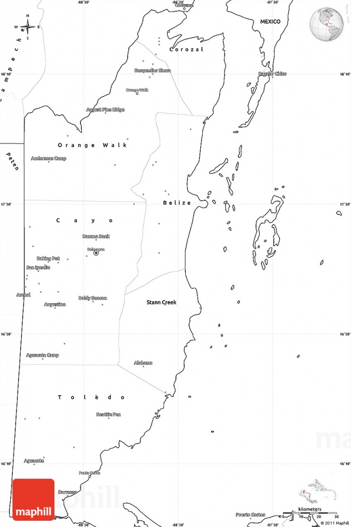 Printable Map Of Belize And Travel Information | Download Free - Printable Map Of Belize