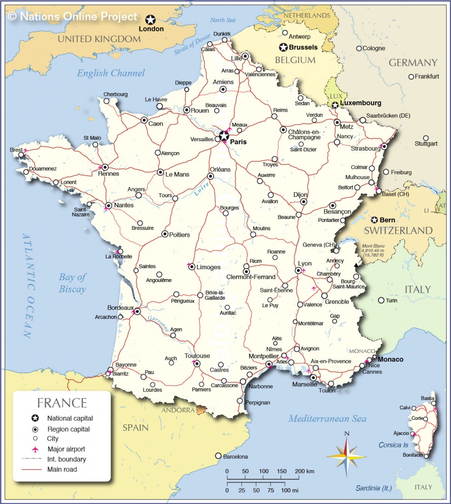 Printable Map Of France With Cities And Travel Information - Printable Map Of France With Cities And Towns