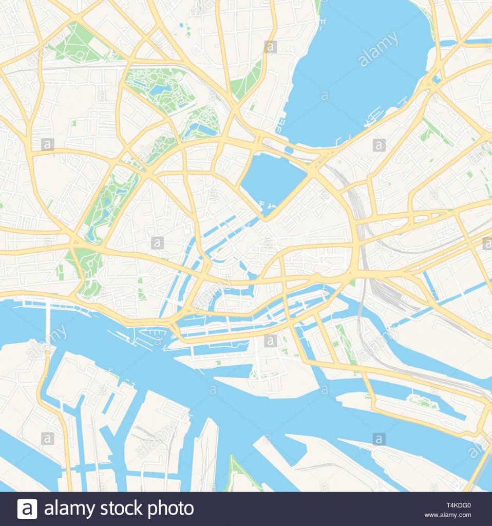 Printable Map Of Hamburg, Germany With Main And Secondary Roads And - Printable Map Of Hamburg