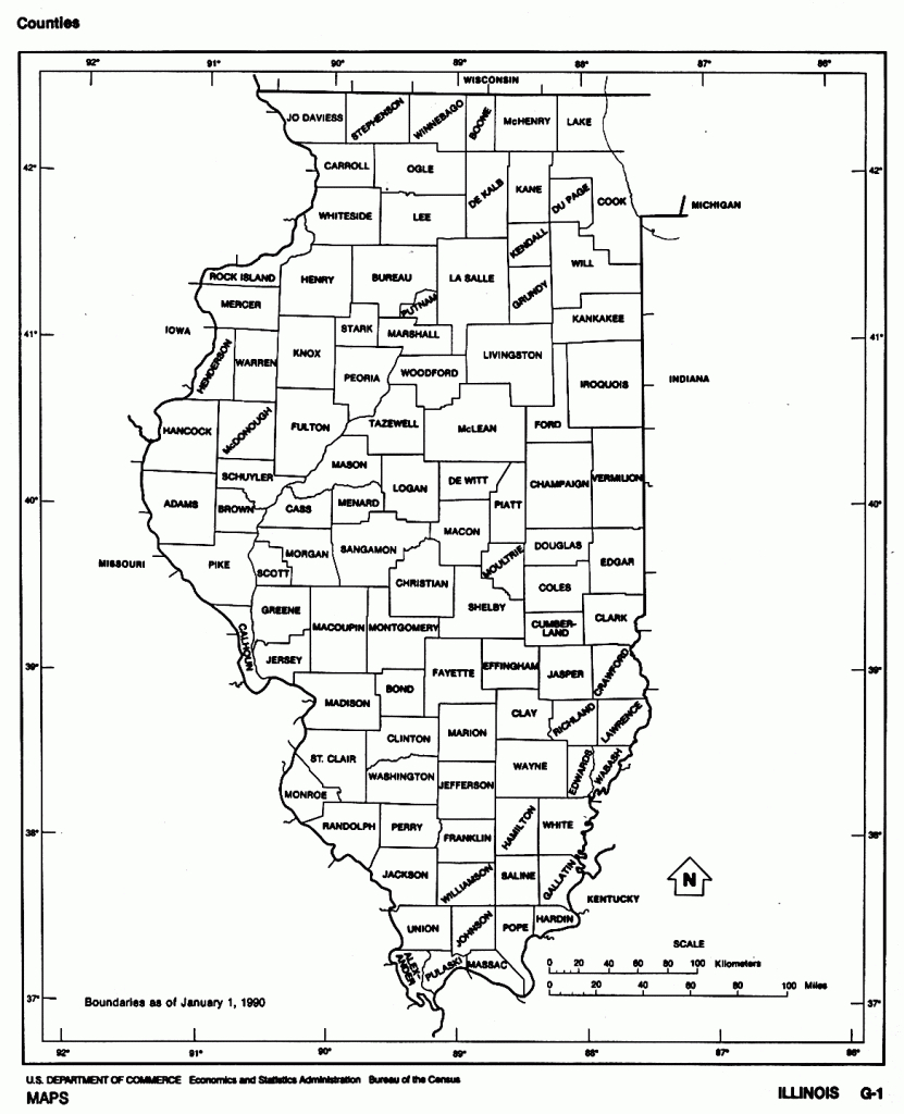 Printable Map Of Illinois And Travel Information | Download Free - Illinois County Map With Cities Printable