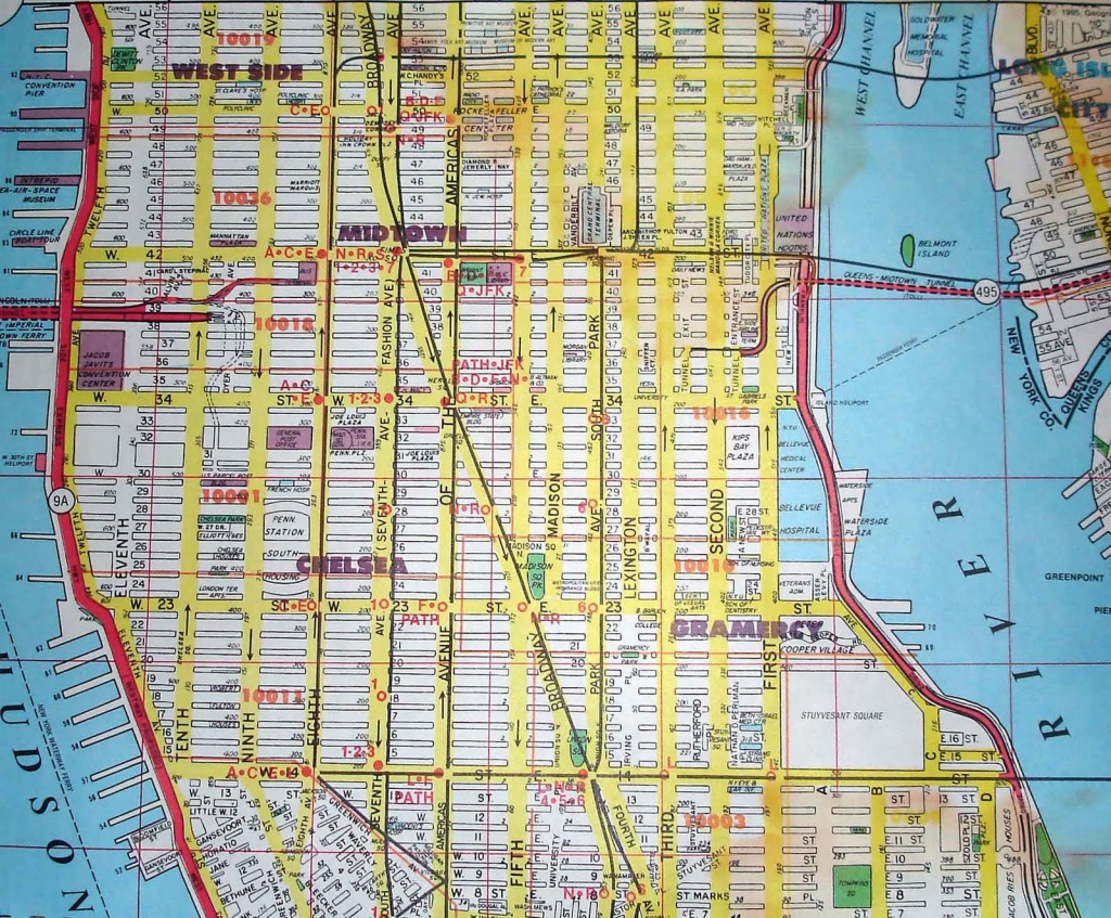 Printable Map Of Manhattan Nyc: New York City Manhattan Street Map - Printable Street Map Of Midtown Manhattan