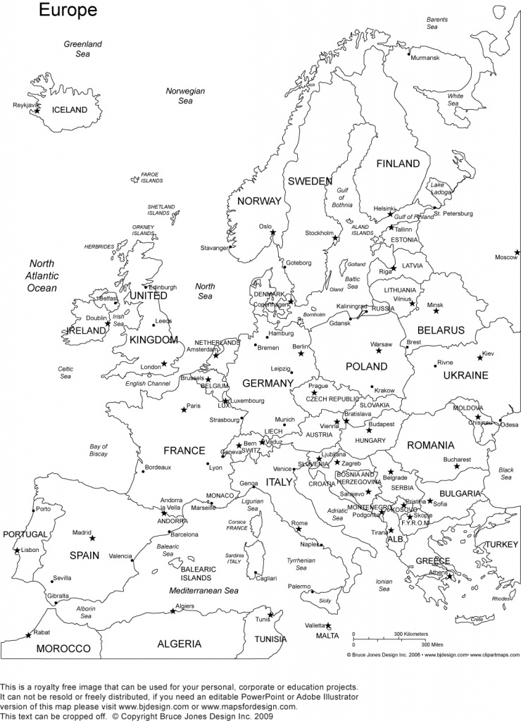 Printable Maps Of Europe With Cities And Travel Information - Printable Map Of Europe With Countries And Capitals