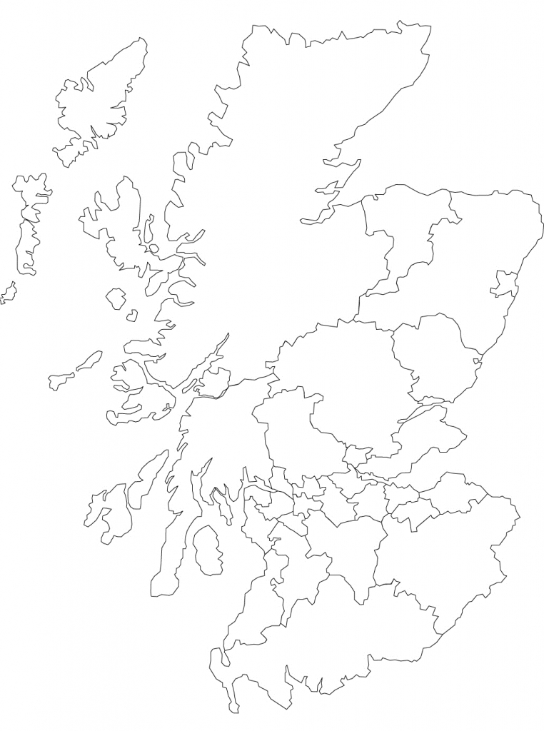 Printable Outline Map Of Scotland And Its Districts. | Store In 2019 - Blank Map Of Scotland Printable