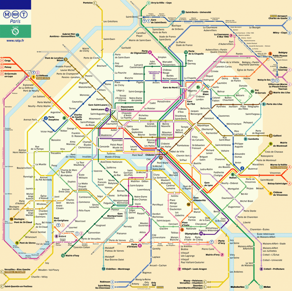 Printable Paris Metro Map. Printable Rer Metro Map Pdf. - Map Of Paris Metro Printable
