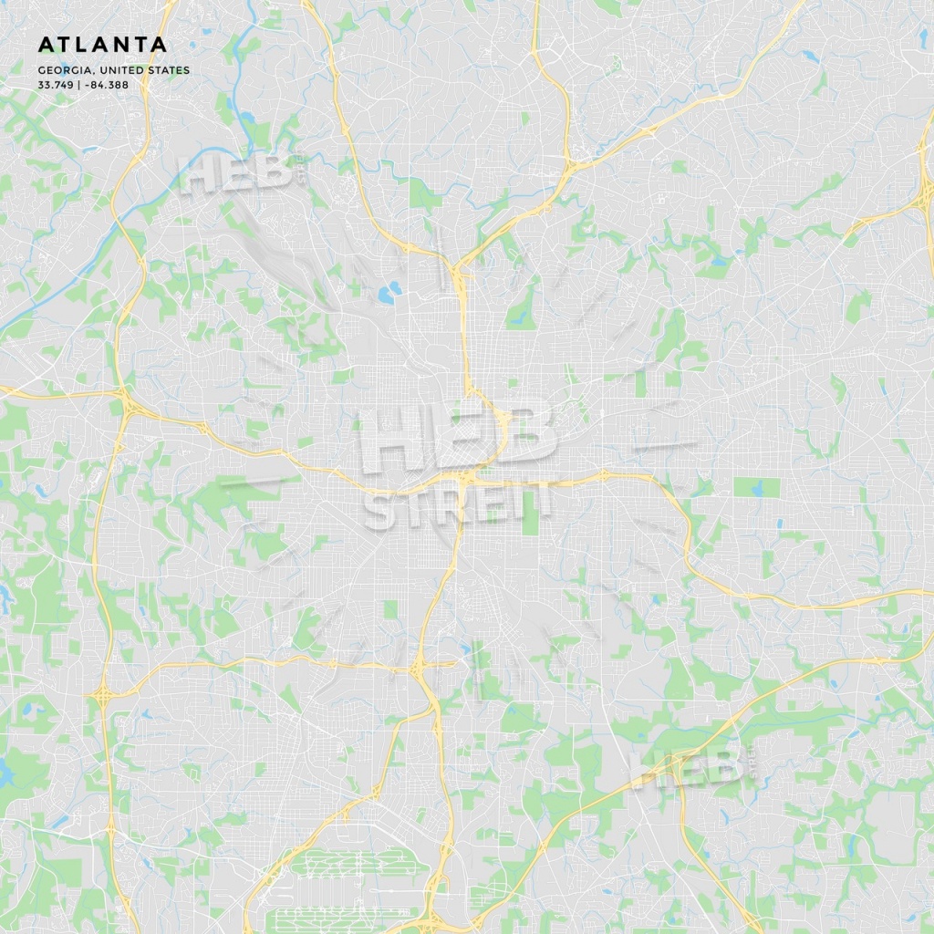 Printable Street Map Of Atlanta, Georgia | Hebstreits Sketches - Printable Map Of Atlanta