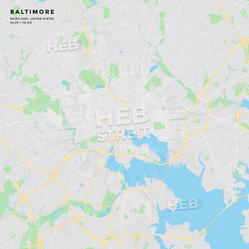 Printable Street Map Of Baltimore, Maryland | Hebstreits Sketches - Printable Map Of Baltimore