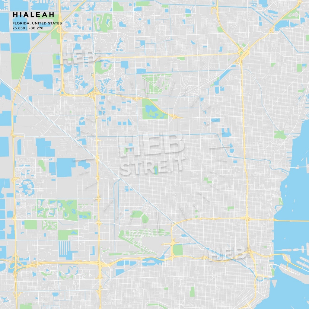Printable Street Map Of Hialeah, Florida | Hebstreits Sketches - Florida Street Map