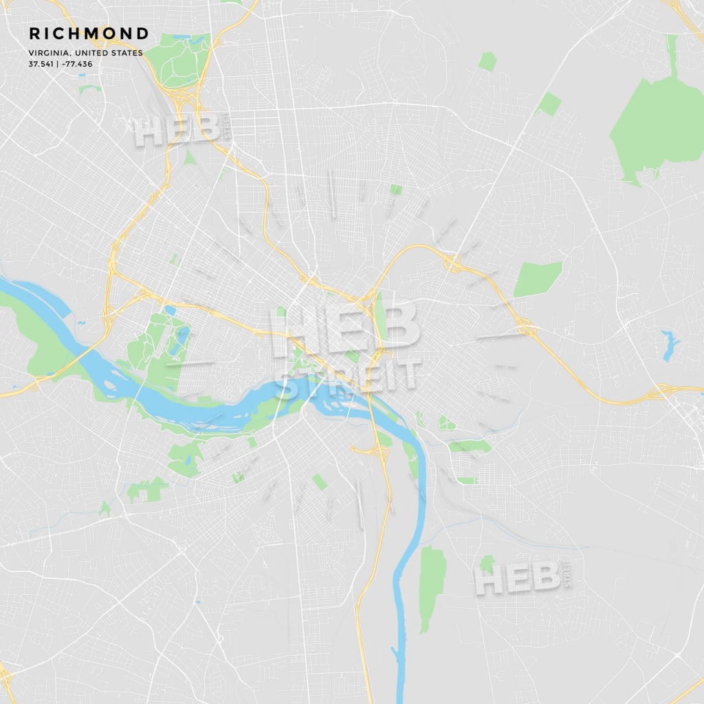 Printable Street Map Of Richmond, Virginia - Printable Map Of Richmond Va