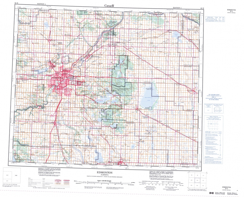 Printable Topographic Map Of Edmonton 083H, Ab - Printable Map Of Edmonton