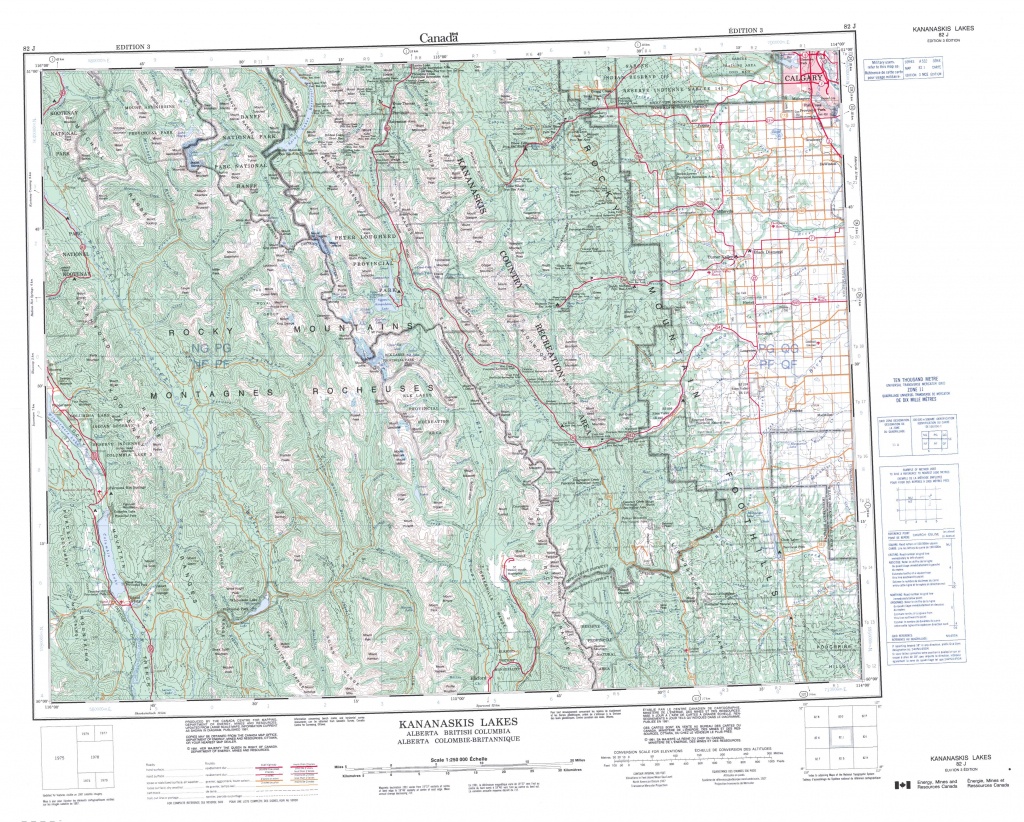 Printable Topographic Map Of Kananaskis Lakes 082J, Ab - Free Printable Topographic Maps