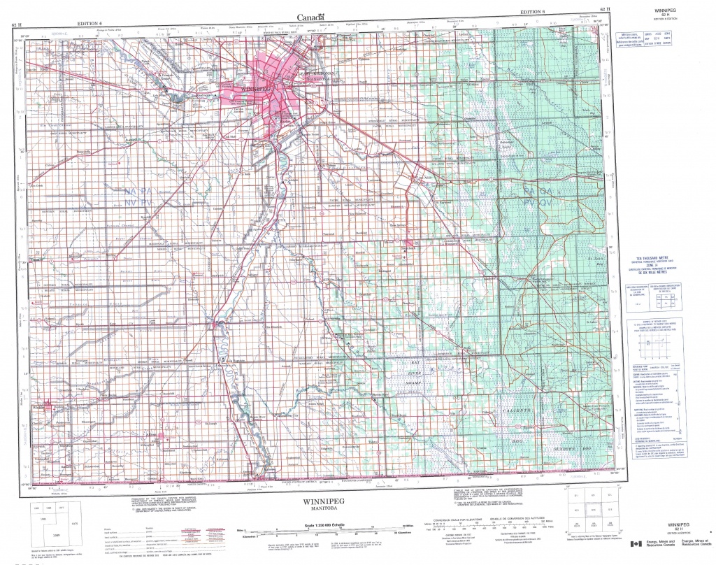 Printable Topographic Map Of Winnipeg 062H, Mb - Printable Topographic Map