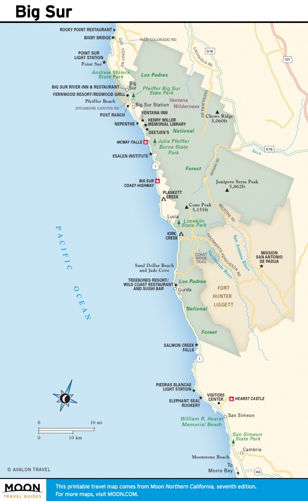 Printable Travel Maps Of Coastal California Moon Com And Coastline - Printable Map Of California Coast