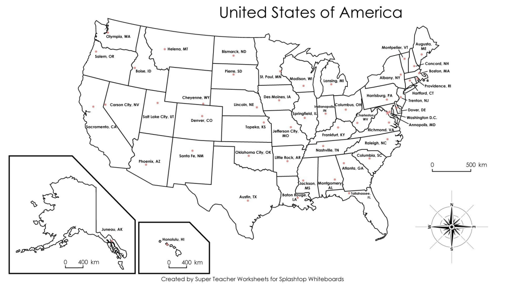 Printable Us Map With States And Capitals | Printable Maps - Printable Map Of Us Capitals