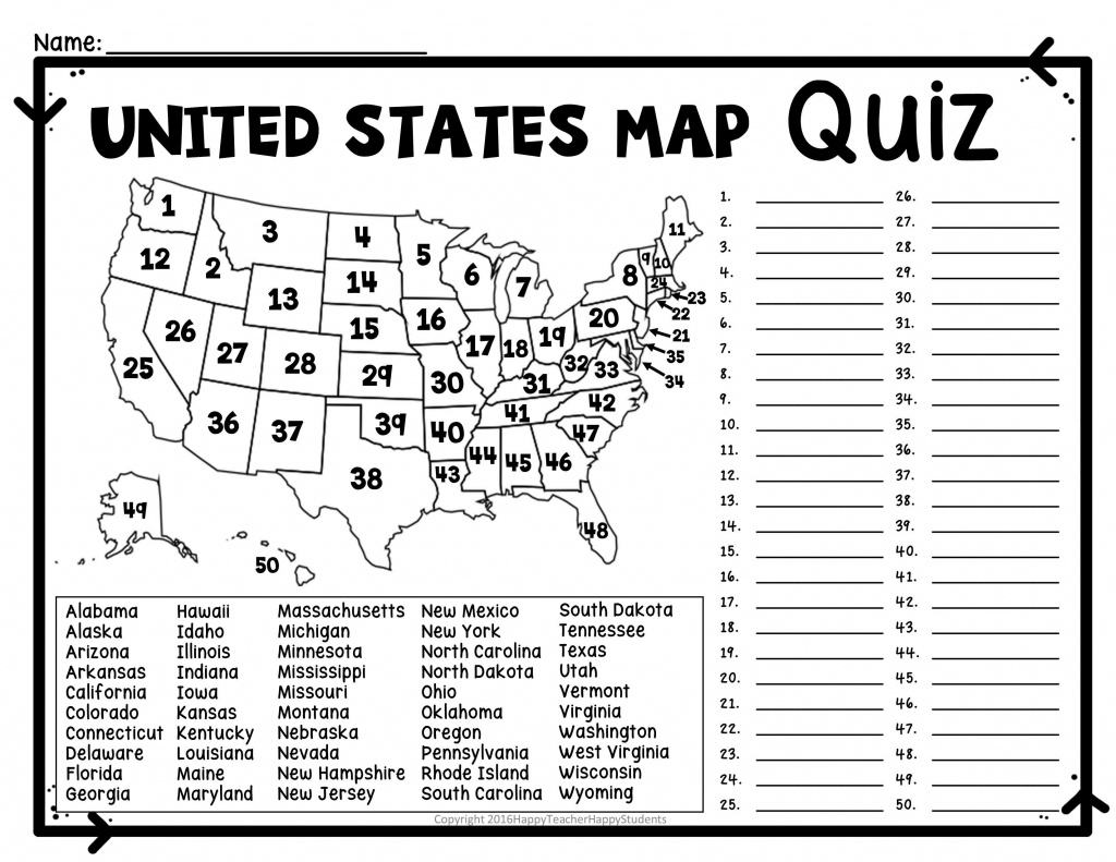 Printable Us State Map Blank Blank Us Map Quiz Printable At Fill In - States And Capitals Map Quiz Printable