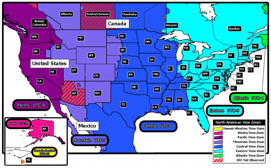 Printable Us Time Zone Map | Time Zones Map Usa Printable | Time - Printable Time Zone Map