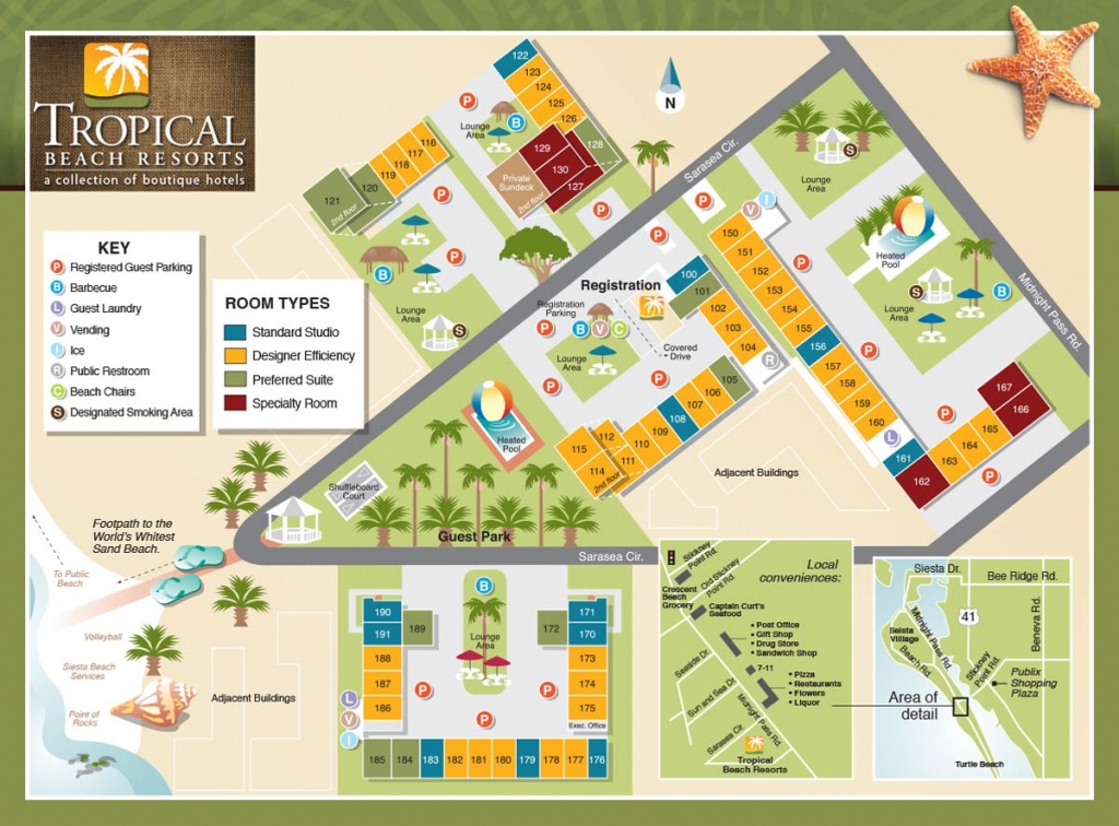 Property Map - Tropical Beach Resorts, Siesta Key Fl - Map Of Florida Beach Resorts