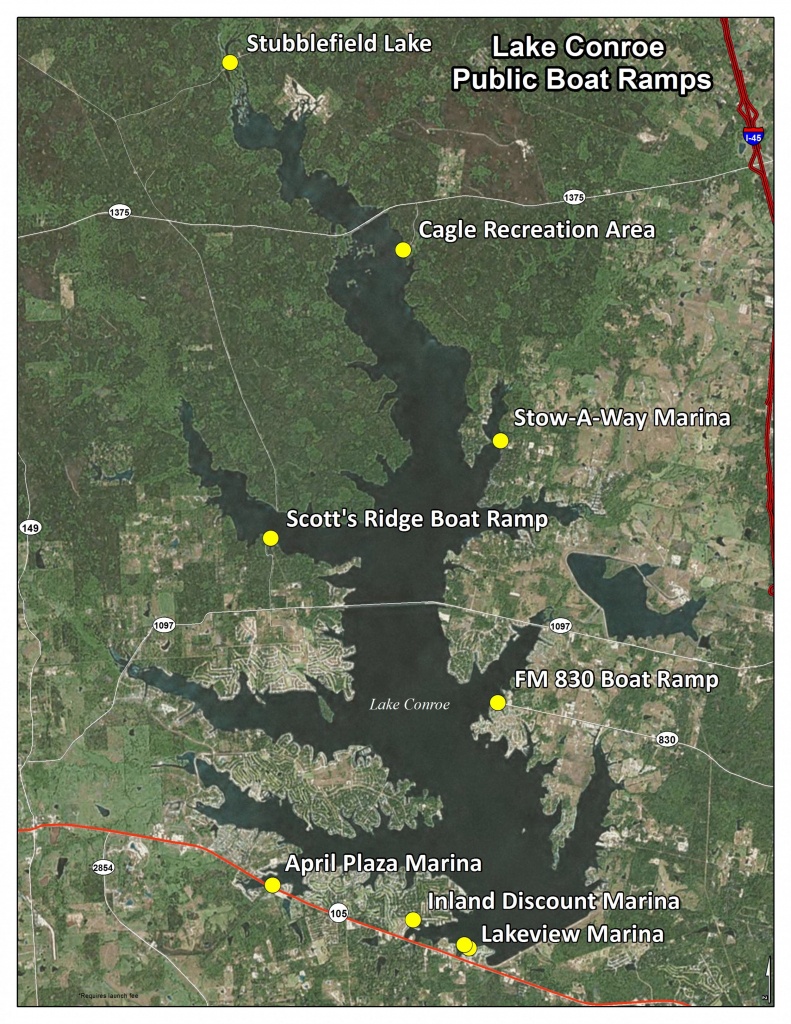 Public Boat Ramps On Lake Conroe - San Jacinto River Authority - Map Of Lake Conroe Texas