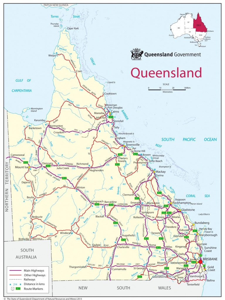 Queensland Road Map - Printable Map Of Queensland
