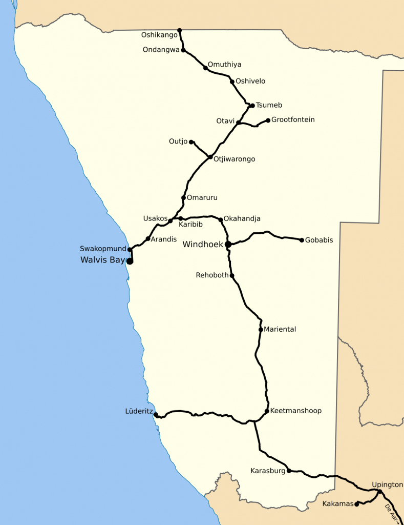 Rail Transport In Namibia - Wikipedia - Printable Road Map Of Namibia