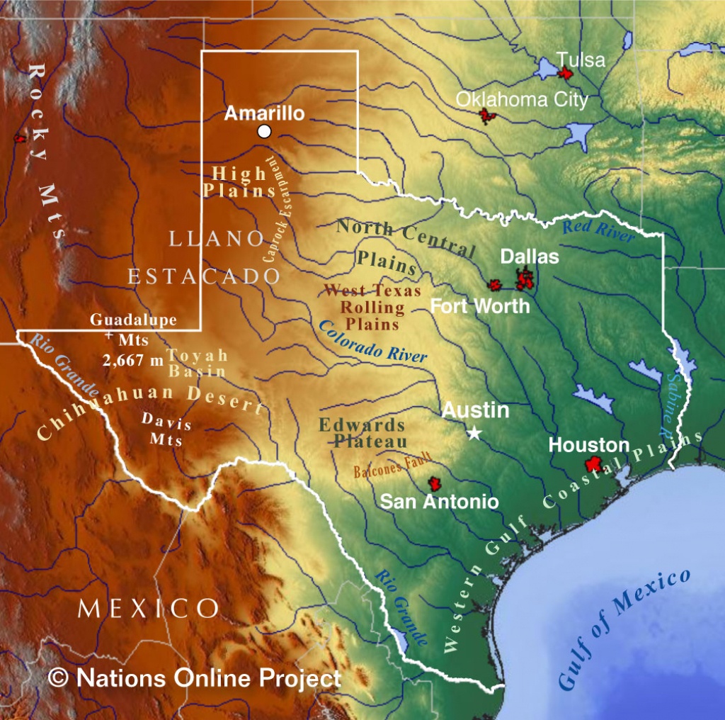 Reference Maps Of Texas, Usa - Nations Online Project - Map Of Texas Coastline Cities