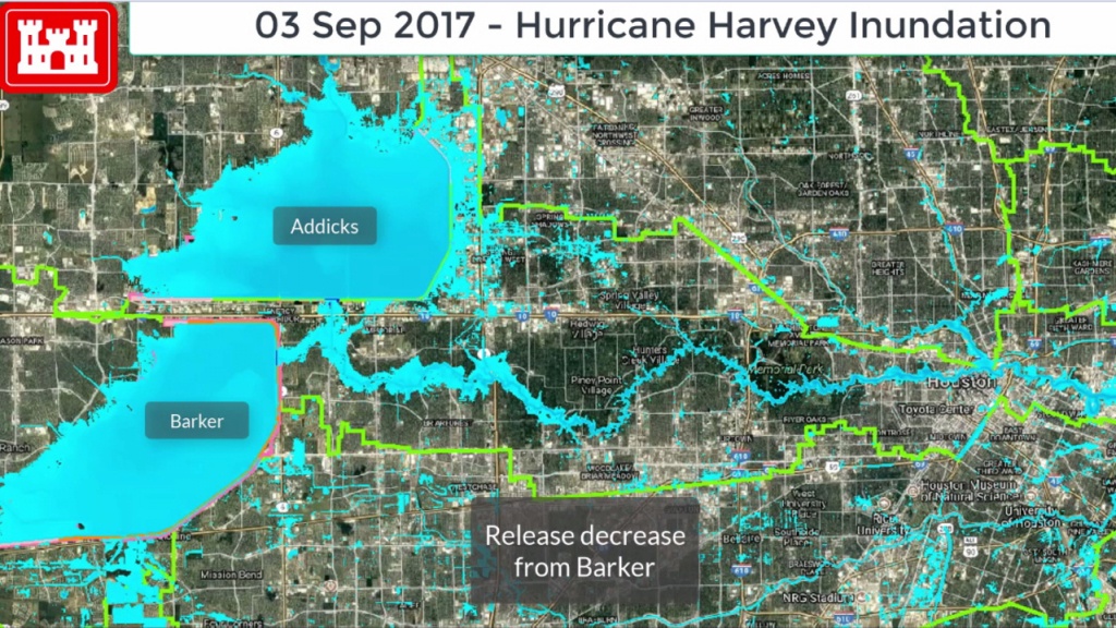 Release From Addicks Barker Reservoirs Slowly Reduced Barker Texas Map 