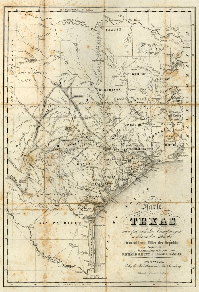 Republic Of Texas 1841 Map Print | Products | Texas Wall Art, Texas - Old Texas Maps Prints