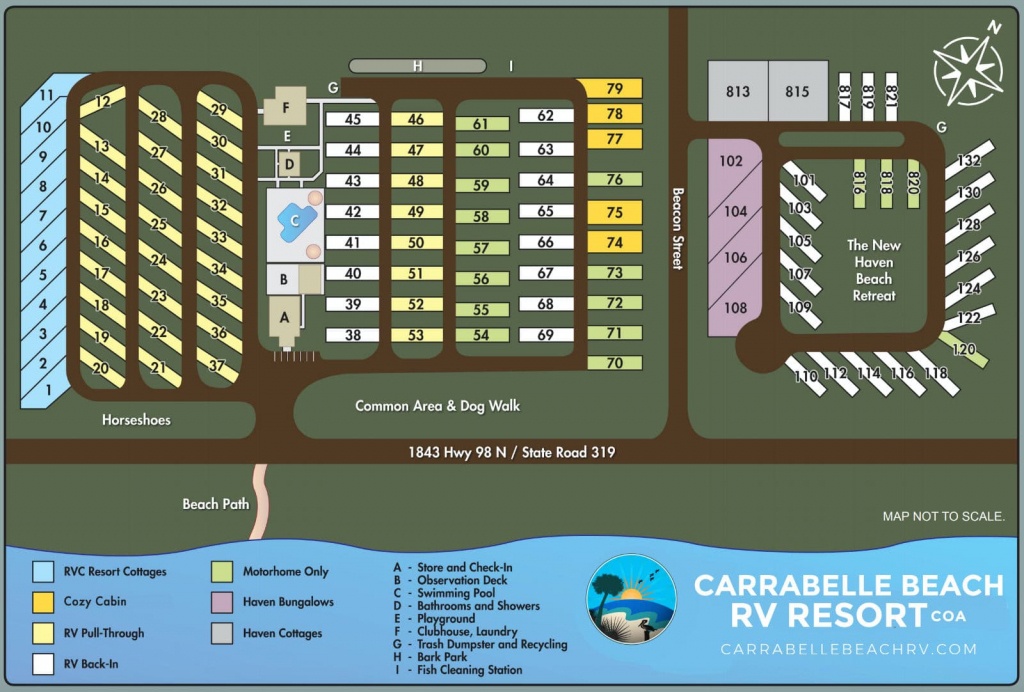 Resort Site Map Of The Carrabelle Beach Rv Resort - Carrabelle, Florida - Carrabelle Island Florida Map