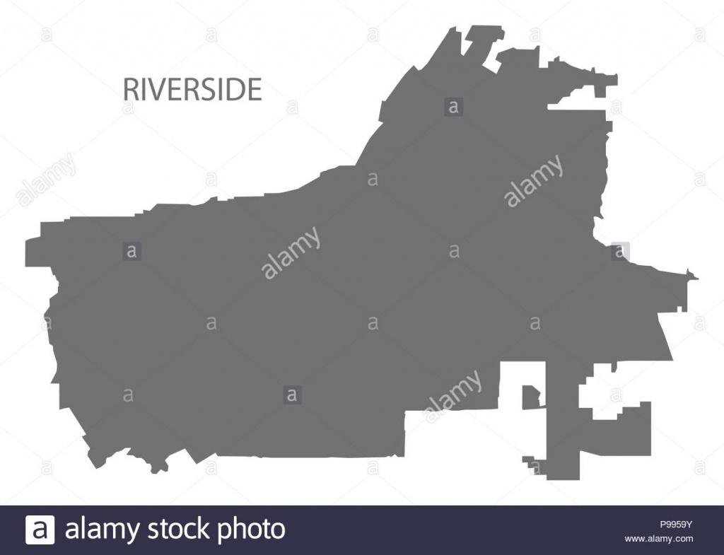 Riverside California City Map Grey Illustration Silhouette Shape - Riverside California Map