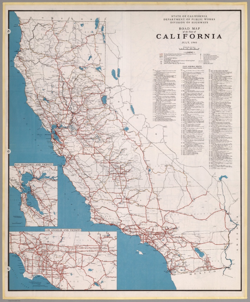 Road Map Of The State Of California, July, 1940. - David Rumsey - California State Highway Map