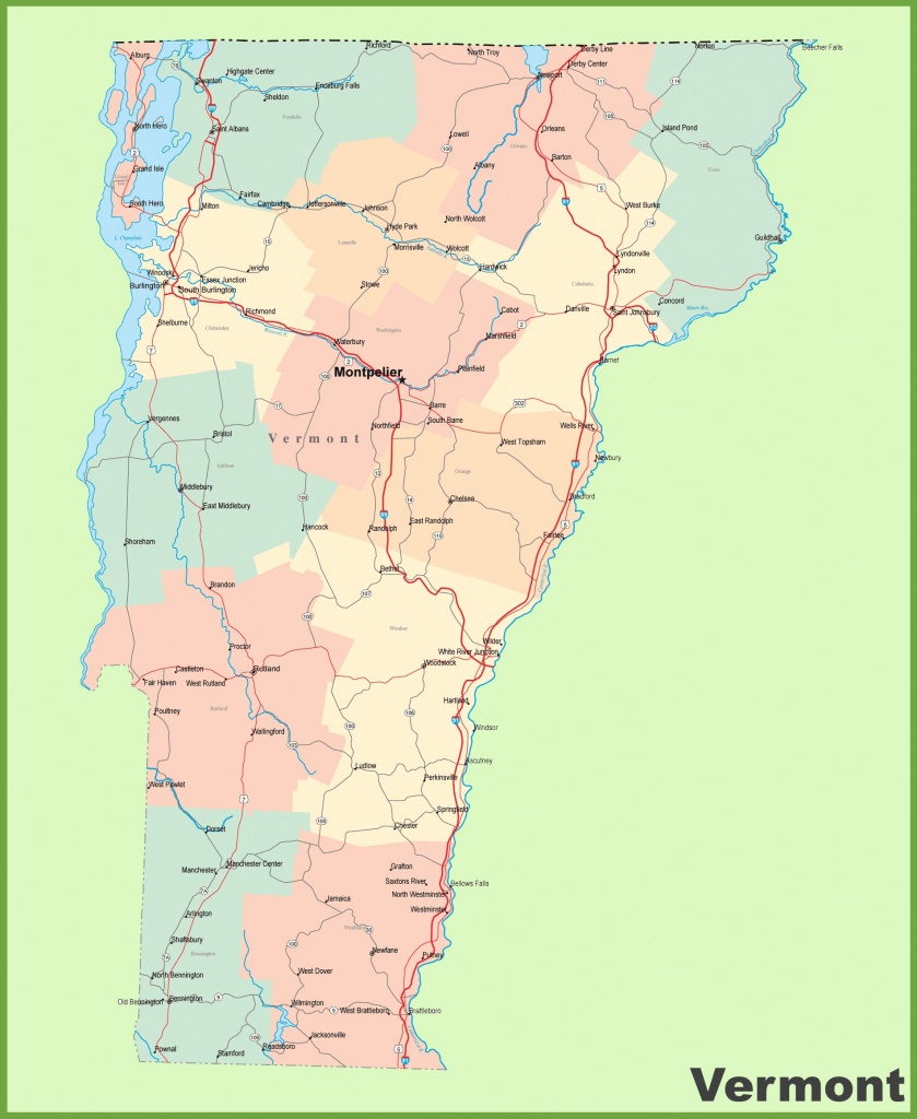 Road Map Of Vermont With Cities - Printable Map Of Vermont