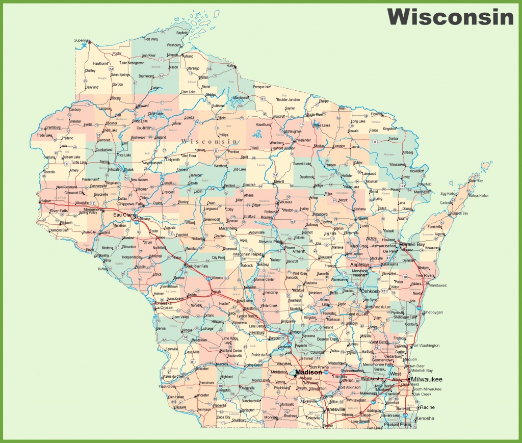 Road Map Of Wisconsin With Cities - Printable Map Of Wisconsin Cities