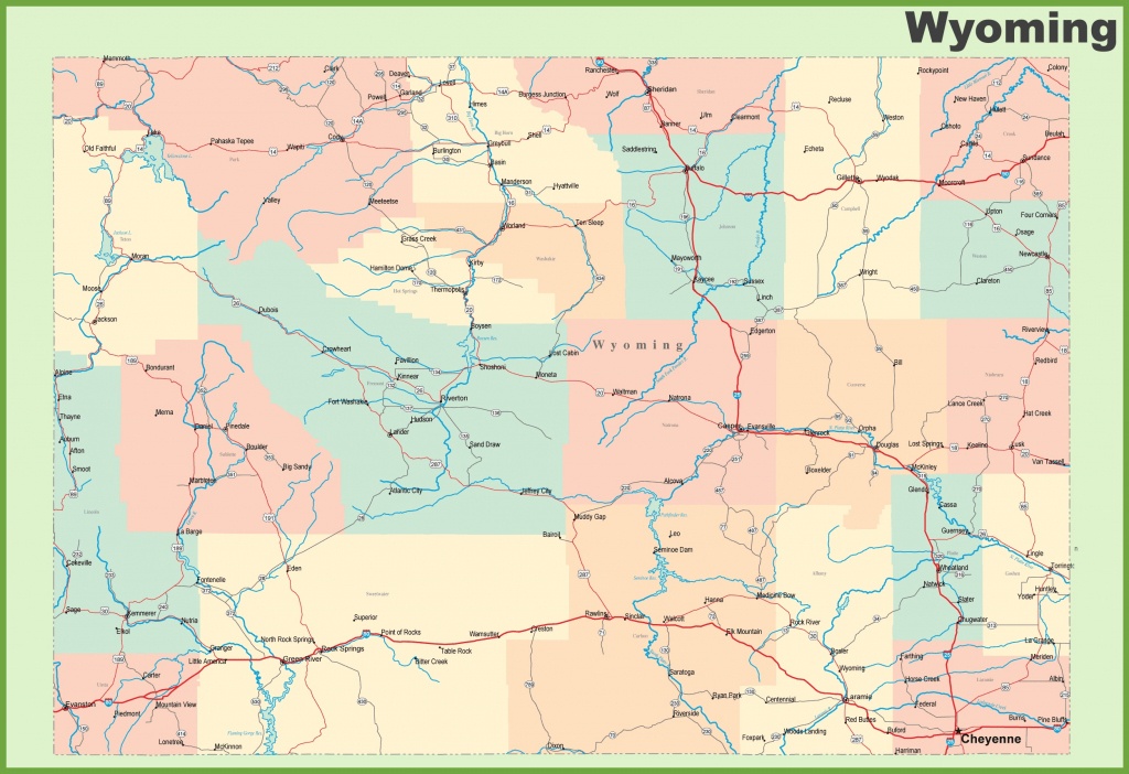 Road Map Of Wyoming With Cities Printable Map Of Wyoming Printable Maps   Road Map Of Wyoming With Cities Printable Map Of Wyoming 