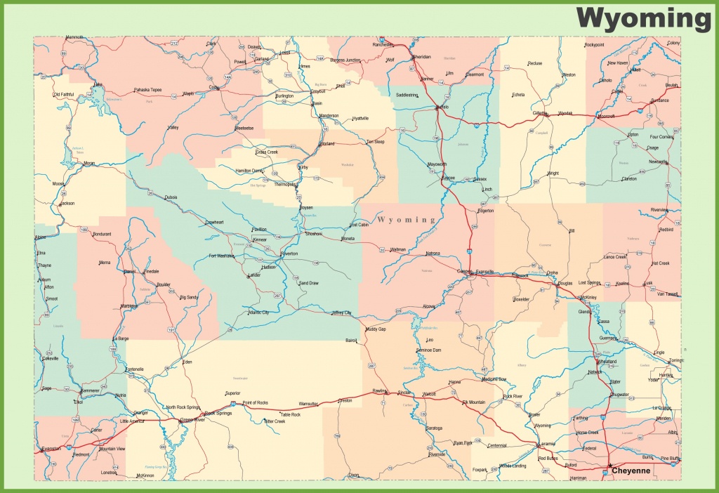 Road Map Of Wyoming With Cities - Wyoming State Map Printable