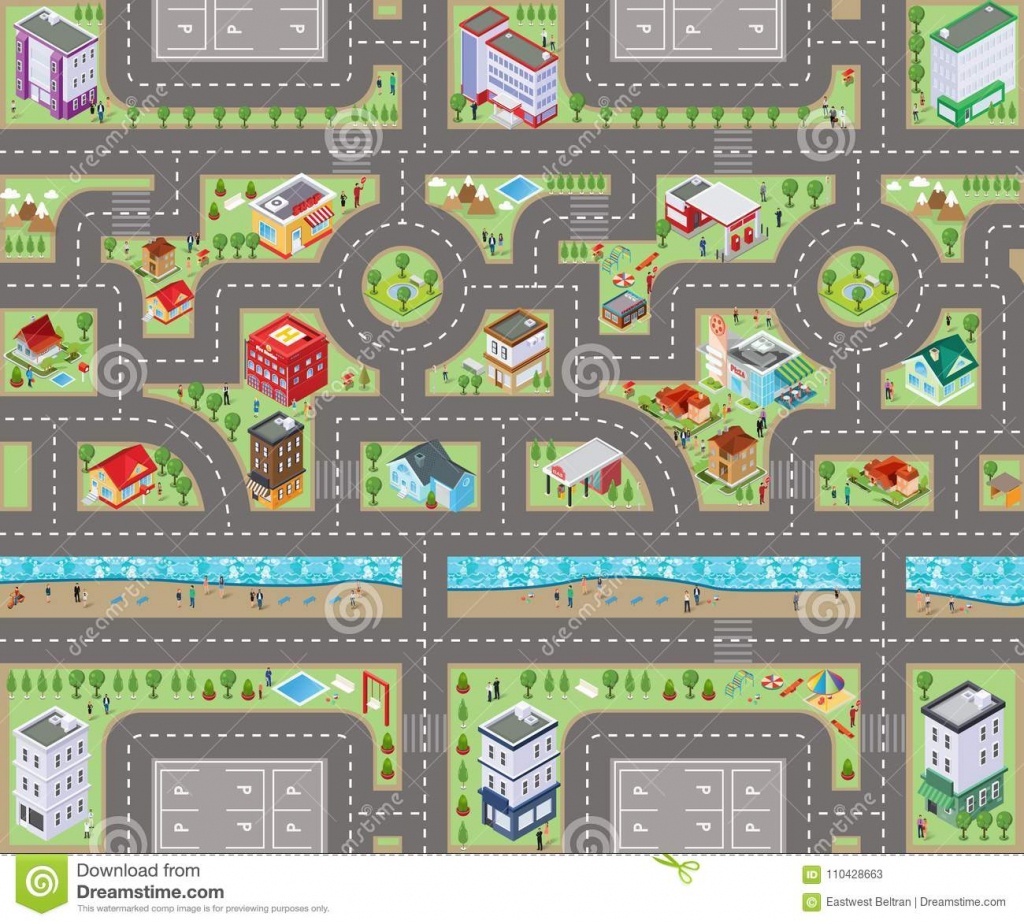Road Map Top View 3D Stock Illustration. Illustration Of Toys - Printable Road Maps For Kids