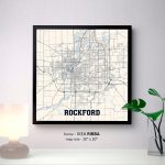 Rockford Illinois Map Print Rockford Square Map Poster | Etsy   Printable Map Of Rockford Il