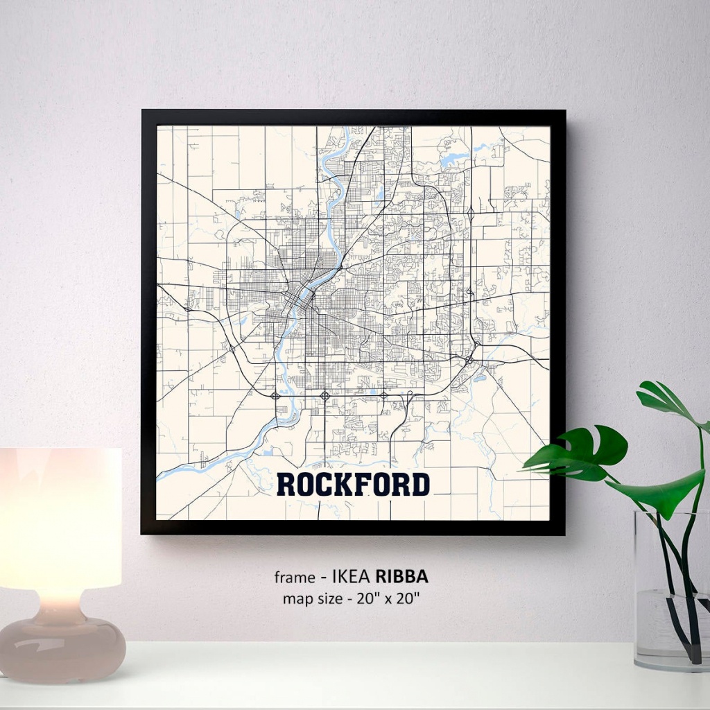 Rockford Illinois Map Print Rockford Square Map Poster | Etsy - Printable Map Of Rockford Il