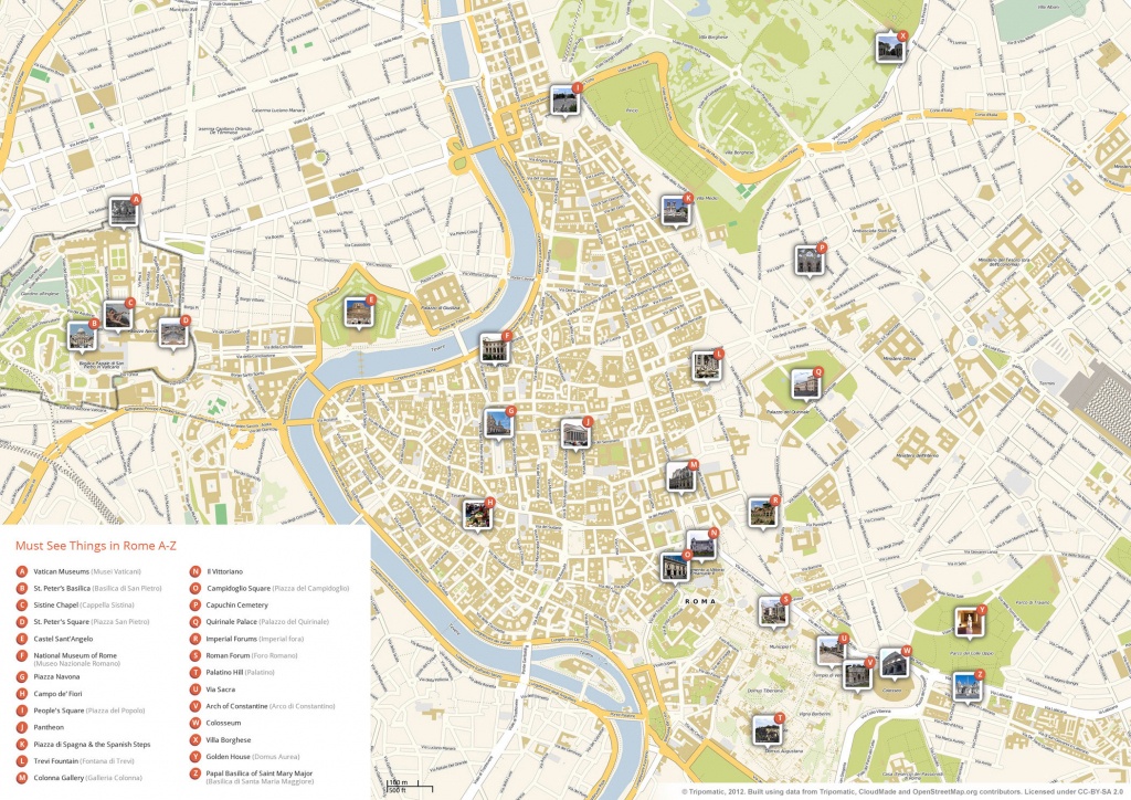 Rome Attractions Map Pdf - Free Printable Tourist Map Rome, Waking - Rome City Map Printable