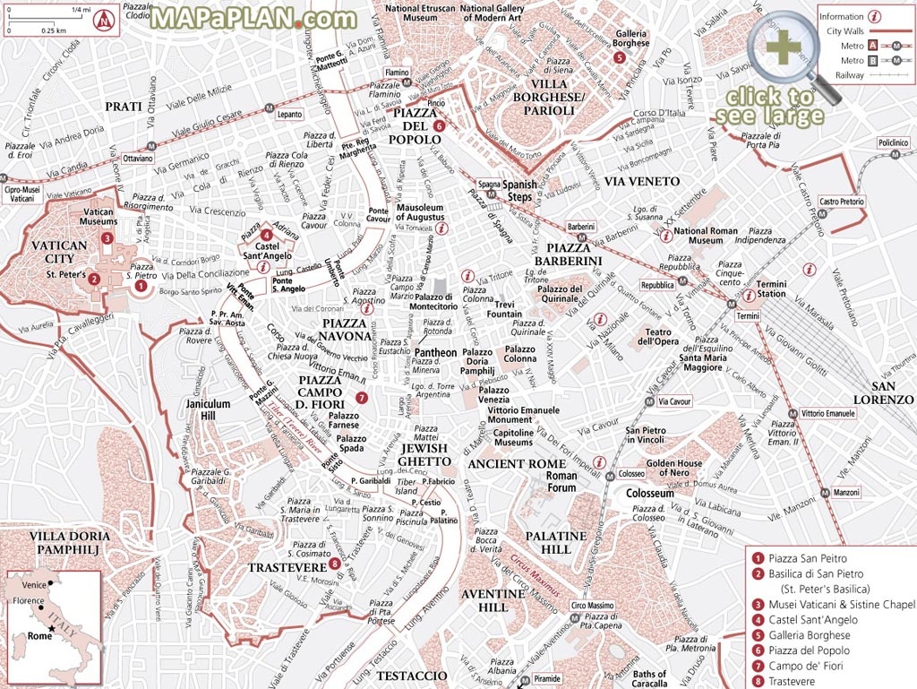 Rome Maps - Top Tourist Attractions - Free, Printable City Street Map - Best Printable Maps