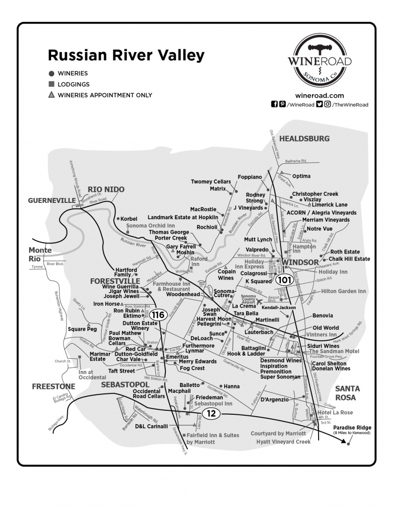 Russian River Valley - Wine Road - Russian River California Map