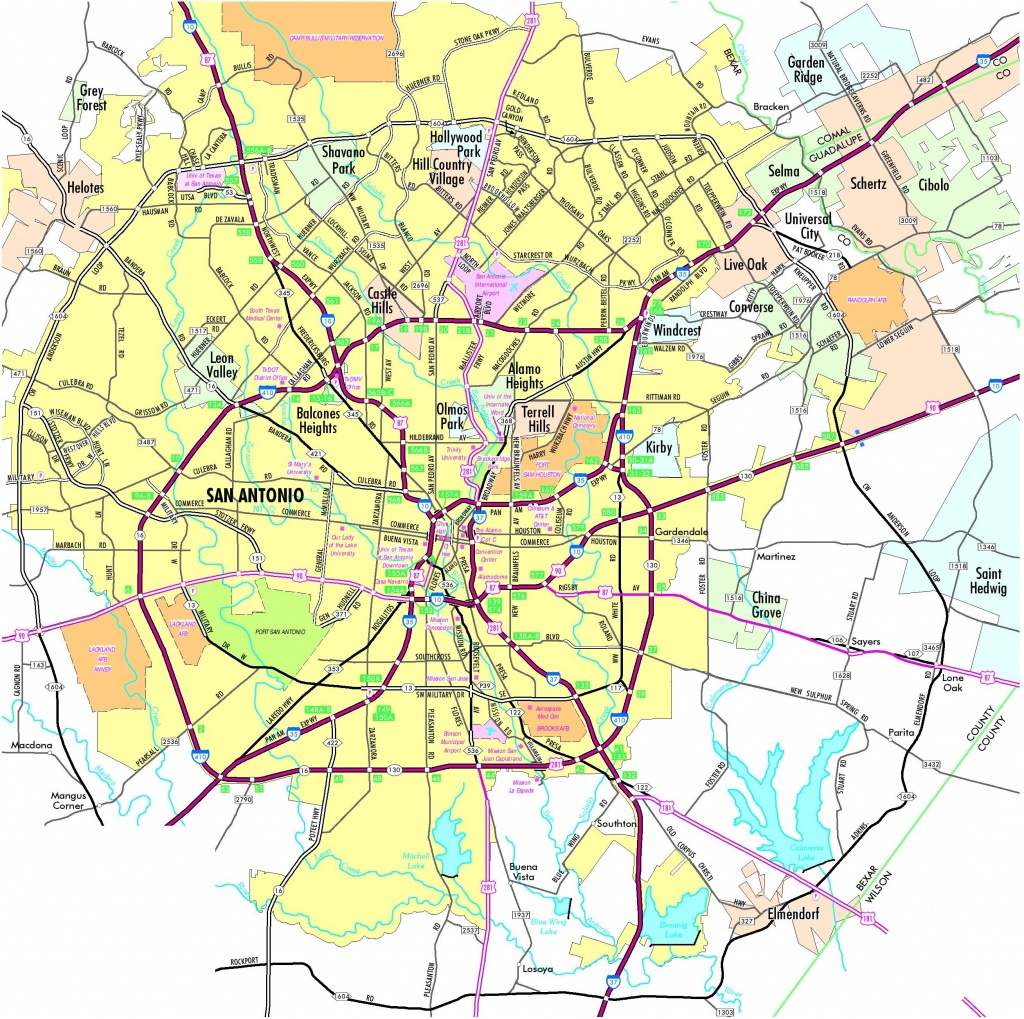 San Antonio Road Map - Printable Map Of San Antonio