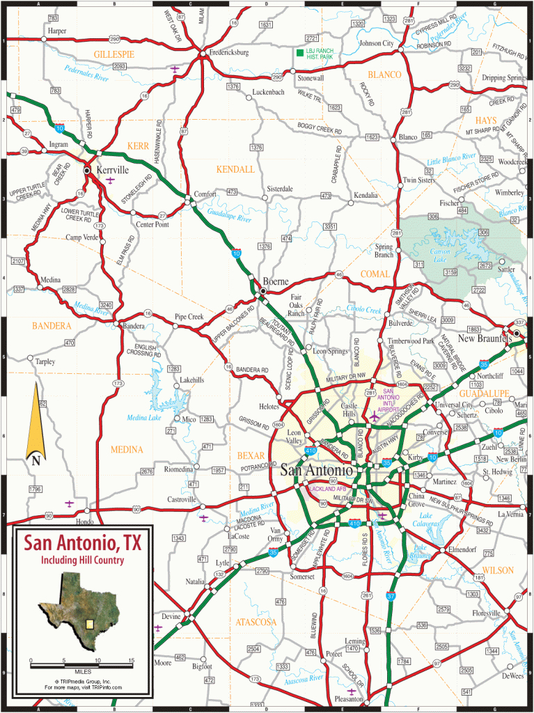 San Antonio &amp;amp; Texas Hill Country Map - Texas Road Map Pdf