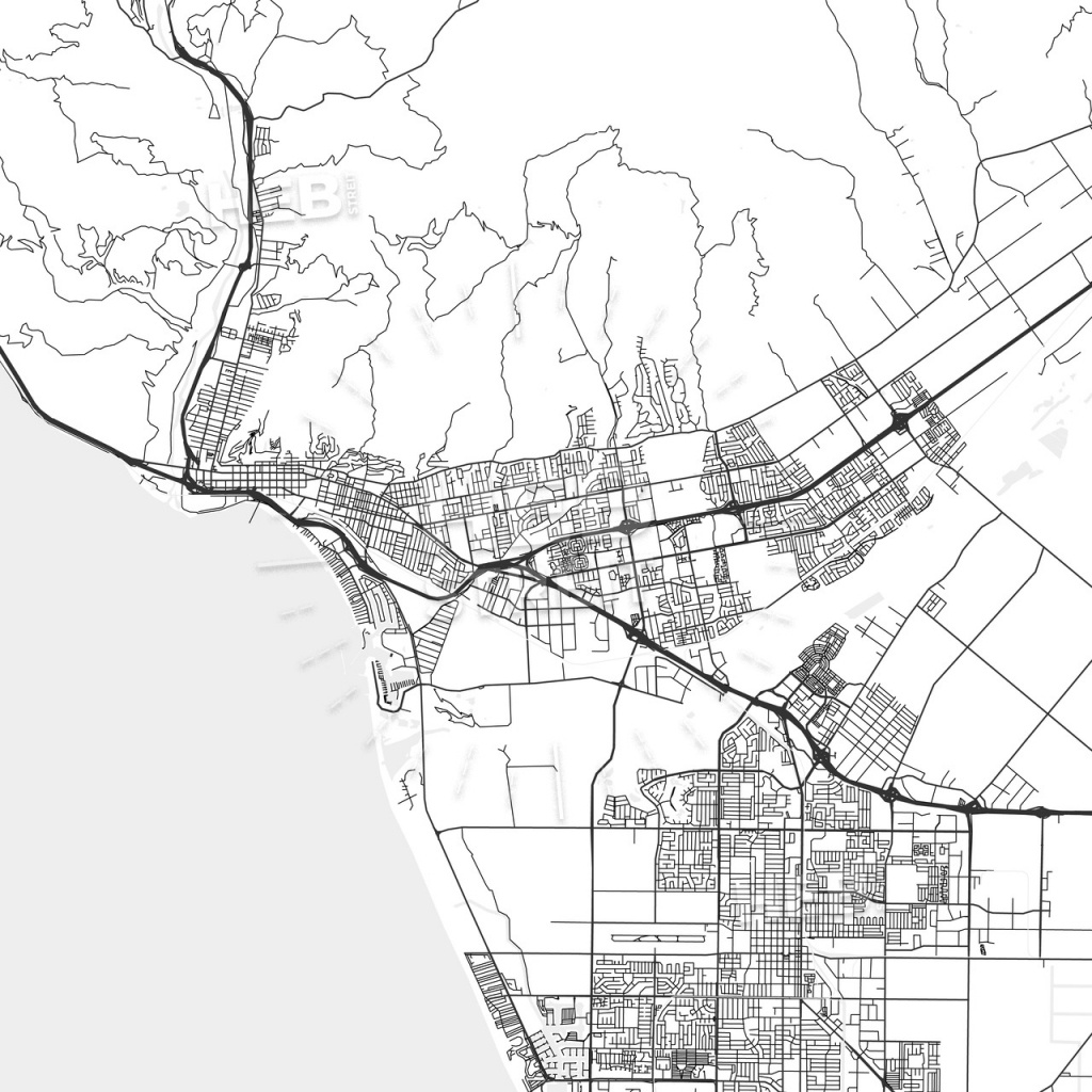 San Buenaventura (Ventura), California - Area Map - Light - Ventura California Map