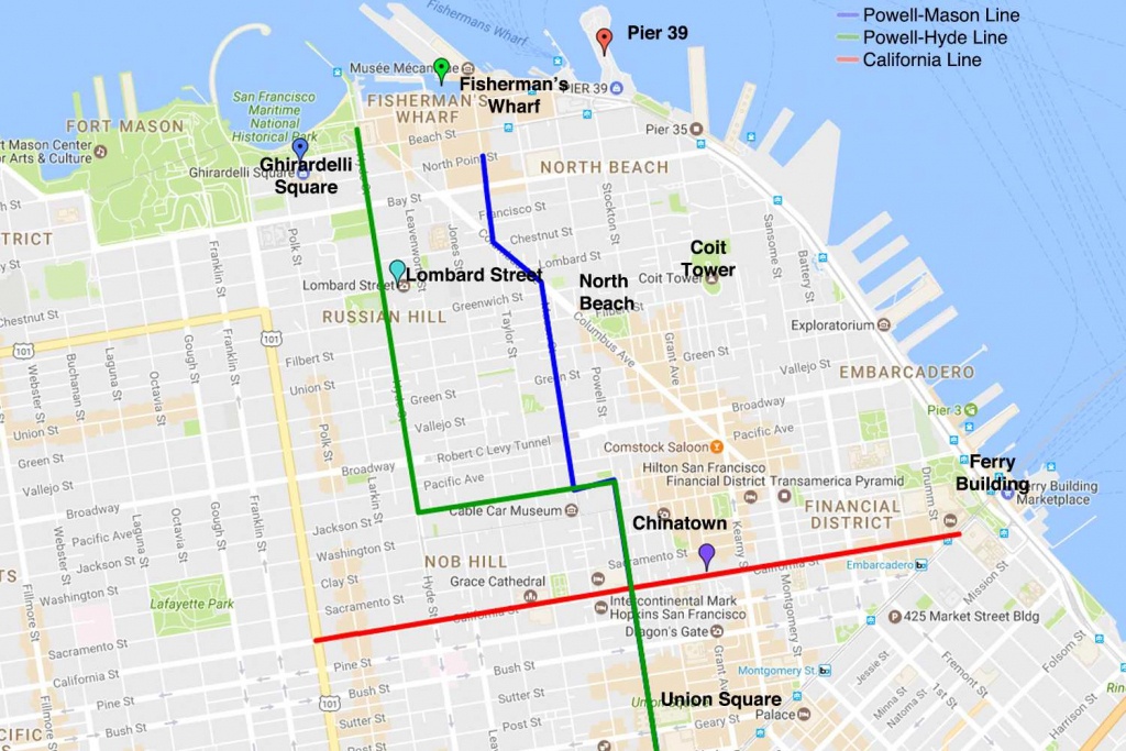 San Francisco Cable Cars Map | Dehazelmuis - Printable Map San Francisco Cable Car Routes
