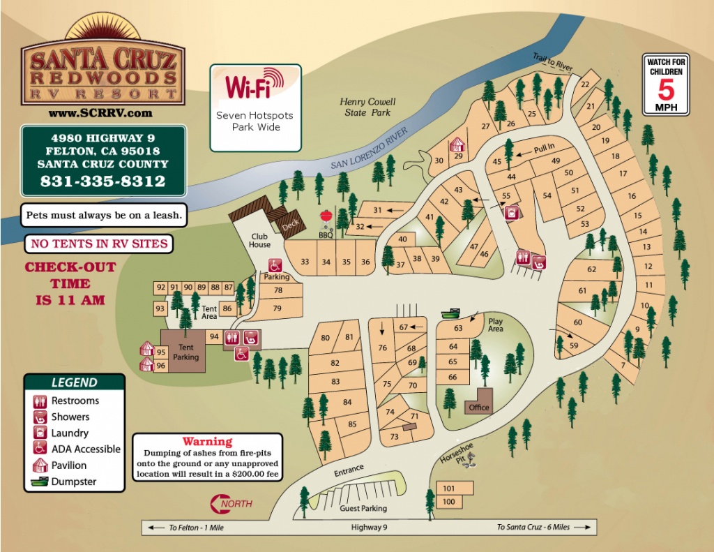 Santa Cruz Redwoods Rv Resort &amp;amp; Rv Park Map - Rv Parks California Map