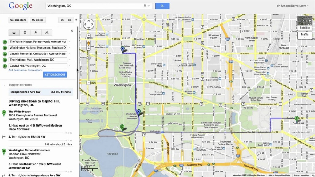 Saving Directions In Google Maps - Youtube - Printable Map Route Planner